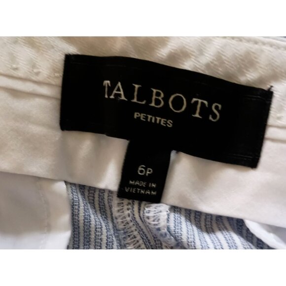 Talbots Cropped Seersucker Pants 6 Petite Light Blue Stripe Stretch Summer - Picture 7 of 8
